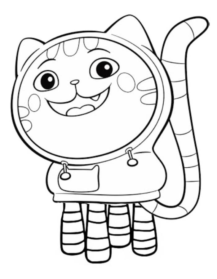 Gabby’s Dollhouse Hoodie Cat Coloring Page