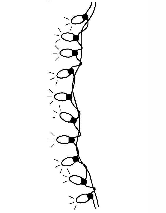 Garland String Lights For Christmas Tree Coloring Page