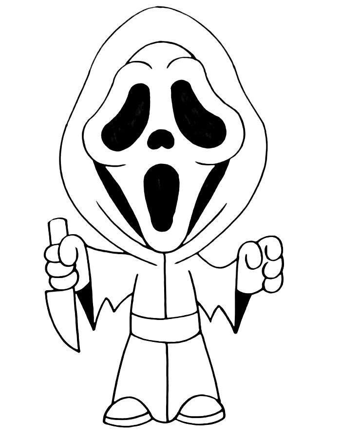 Ghost Face Color Coloring Page