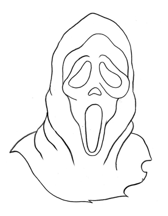 Ghost Face Outline Coloring Page