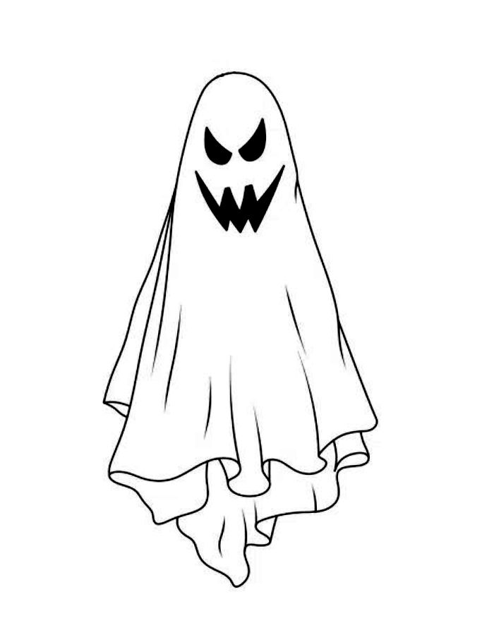 Ghost Line Art Coloring Page