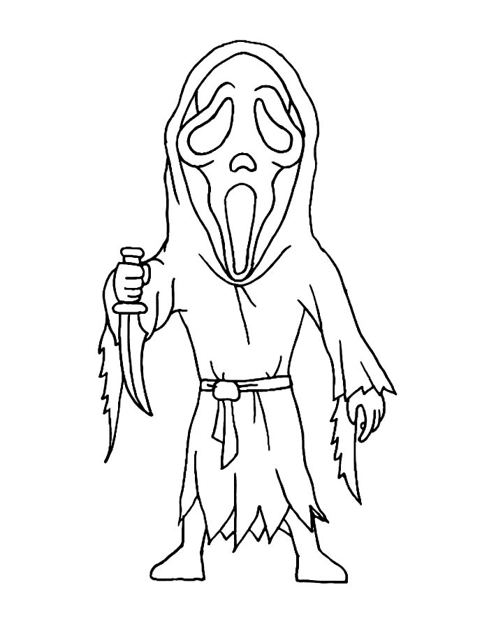 Ghostface Drawing Coloring Page