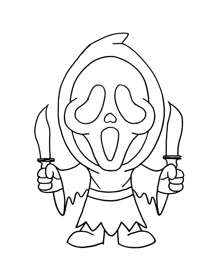 Ghostface Line Art Coloring Page