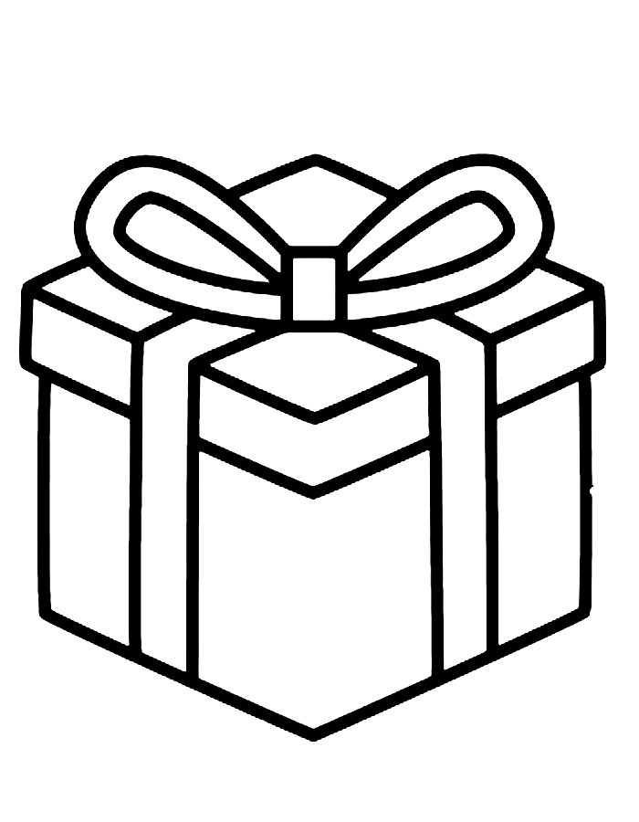 Gift Box Easy Drawings Coloring Page