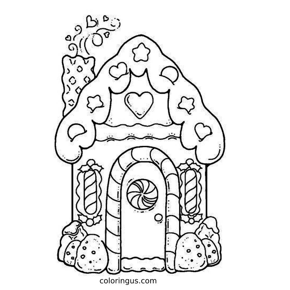 Gingerbread House Coloring Pages Free Printable PDF 