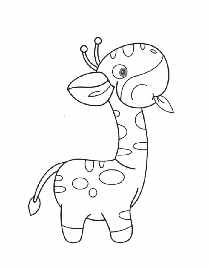 Giraffe Drawing For Kids Coloring Page