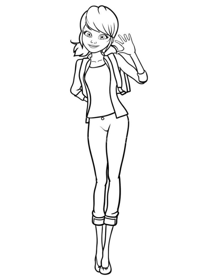 Girl Ladybug Drawing Coloring Page