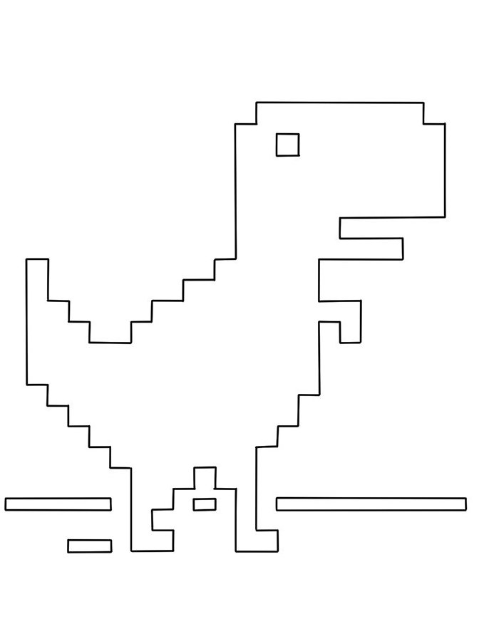 Google Dinosaur No Internet Game Coloring Page