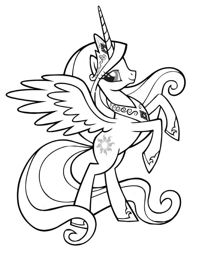 Graceful Magical Winged Unicorn Princess Drawing Coloring Page