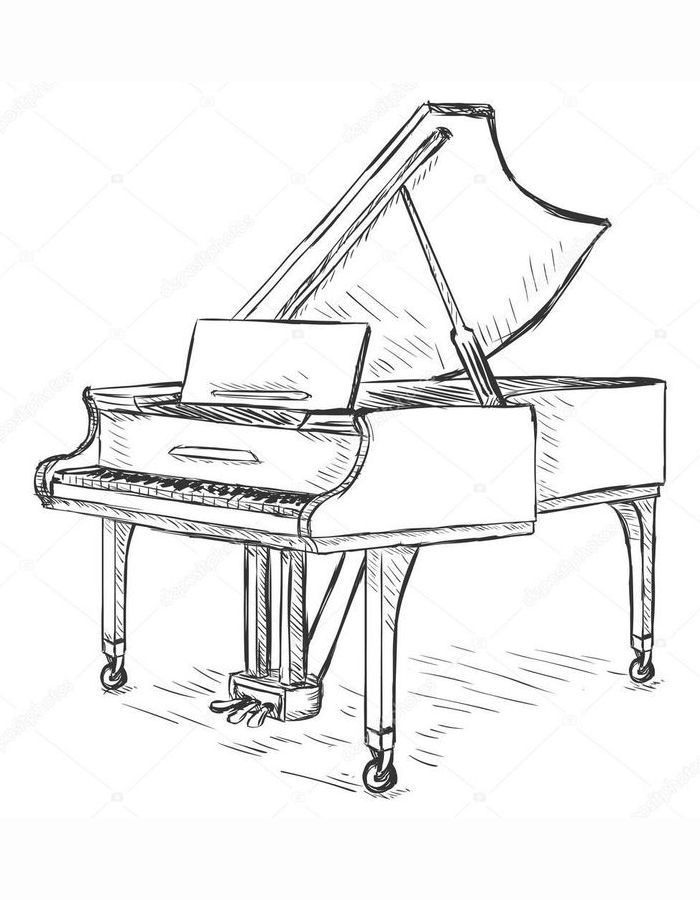 Grand Piano Coloring Page