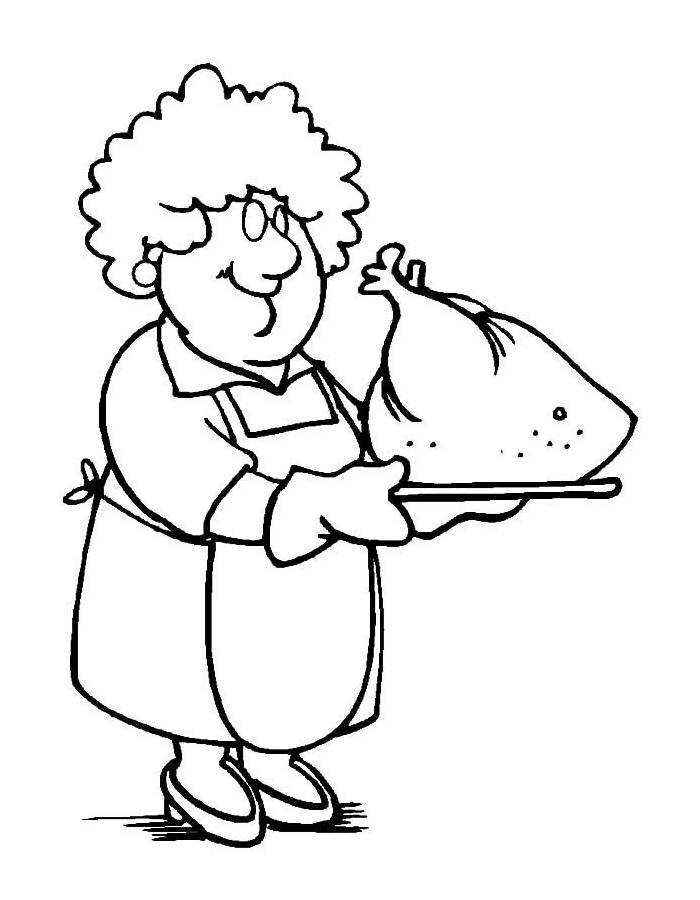 Grandmother Cooking Turkey