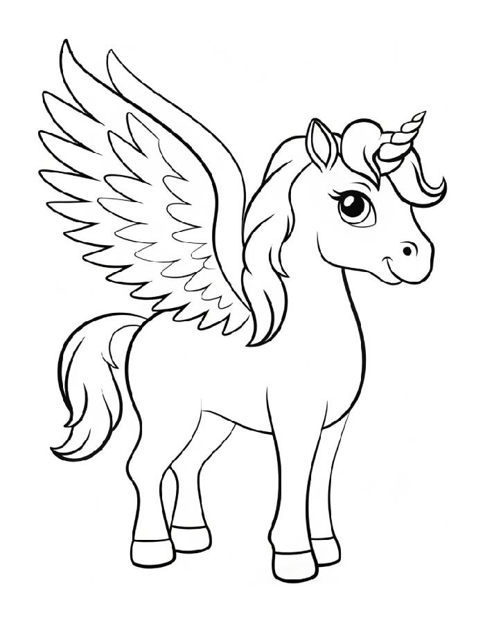 Greek Pegasus Unicorn Bold Coloring Page