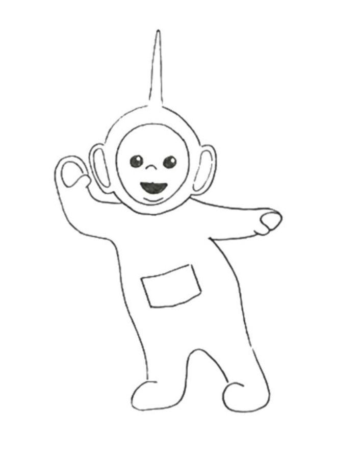 Green Teletubbies Dipsy Easily Coloring Page