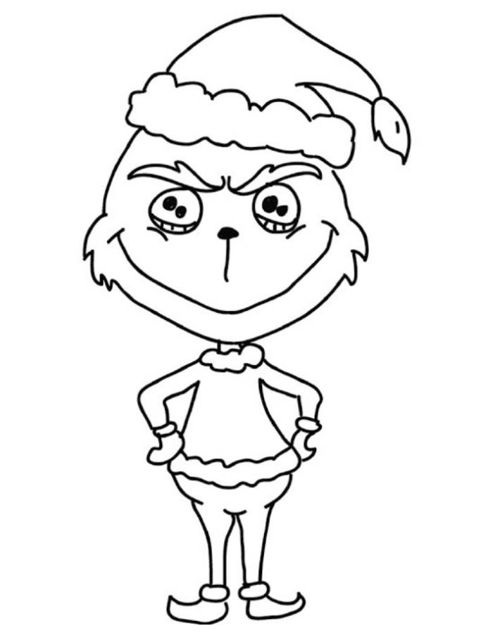 Grinch Cute Christmas Coloring Page