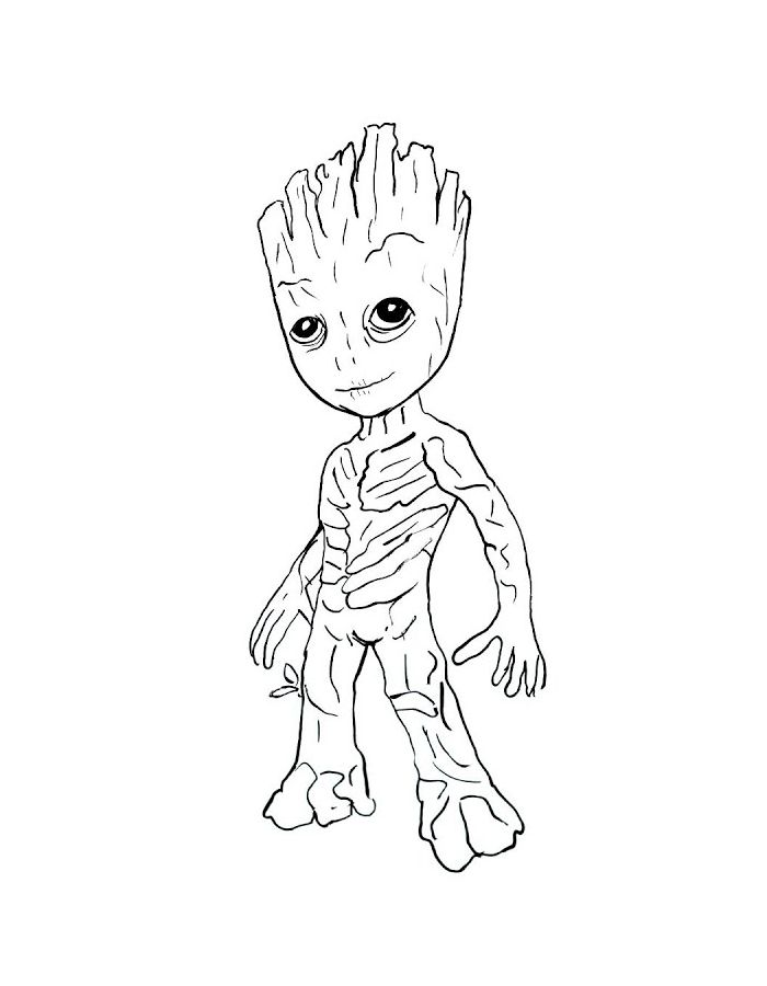 Groot Drawing Cartoon Drawing Coloring Page