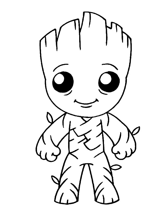 Groot Line Art Coloring Page