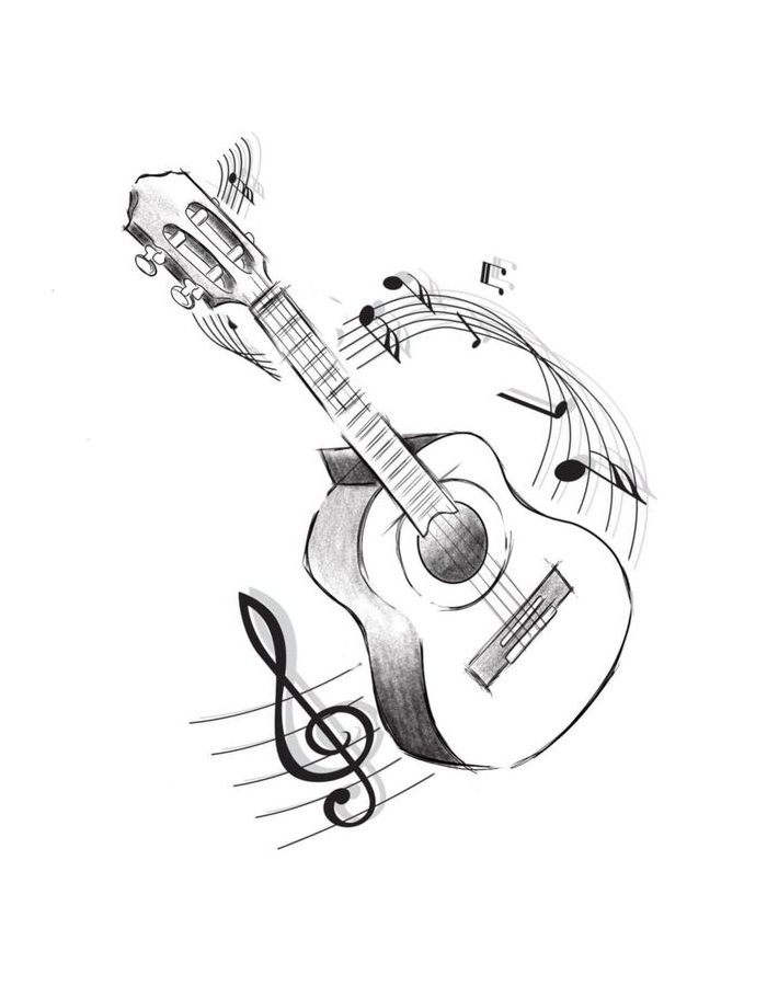 Guitar For Adults Coloring Page