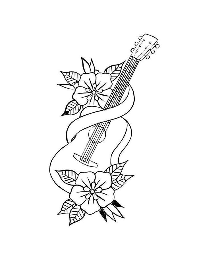 Guitar Printable Coloring Page