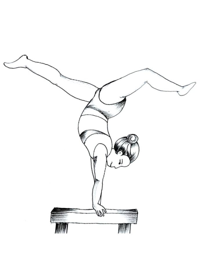 Gymnast Girl On A Balance Beam Coloring Page