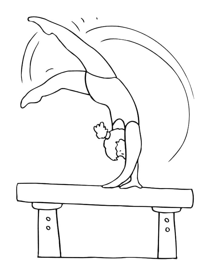 Gymnastic Girl Outline Coloring Page