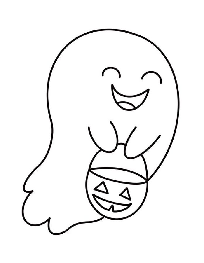 Halloween Ghost Outline For Kids Coloring Page