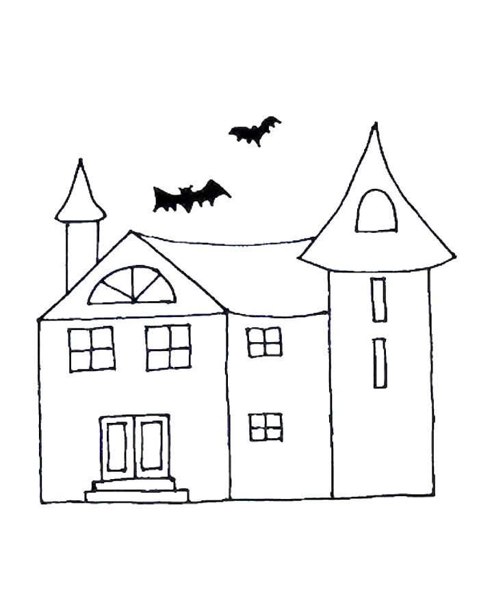 Halloween House Color Coloring Page