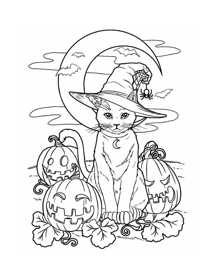 Halloween Mandalas Line Art Coloring Page