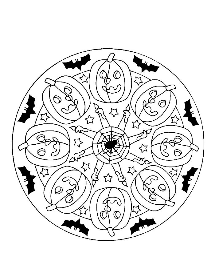 Halloween Mandalas Printable Coloring Page