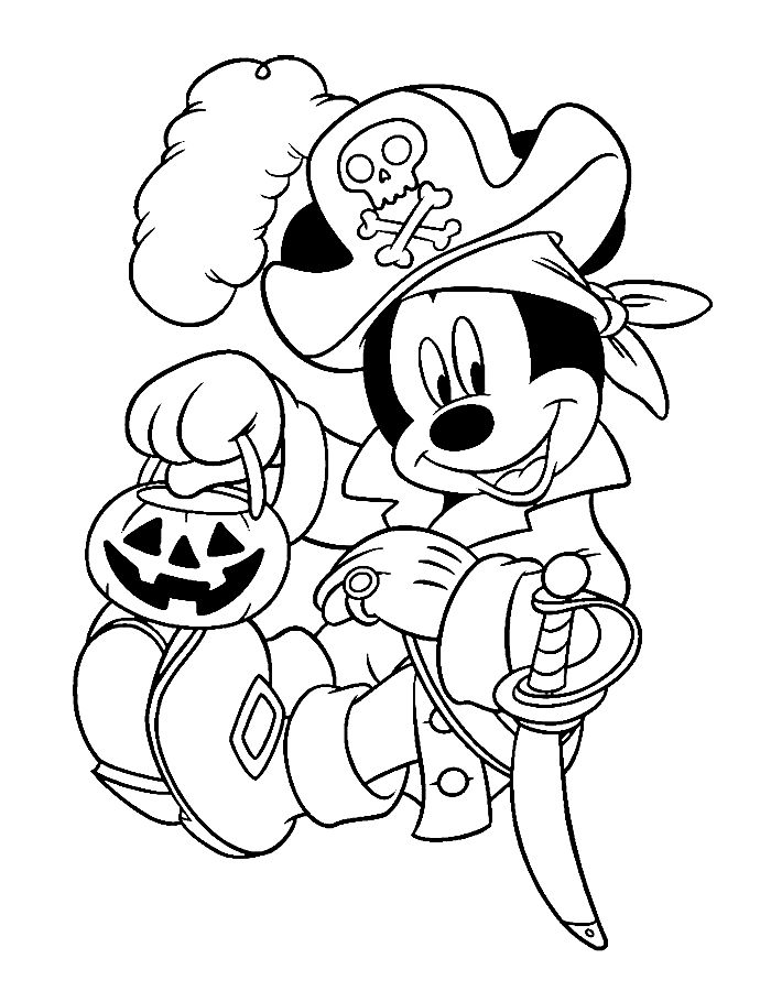 Halloween Mickey Mouse Coloring Page