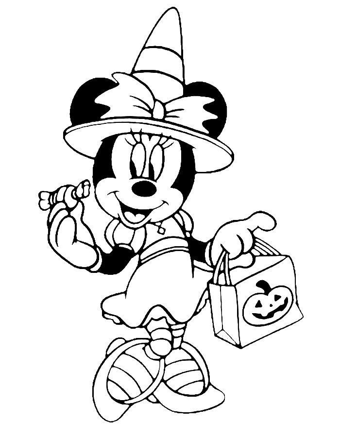 Halloween Minnie Mouse Coloring Page