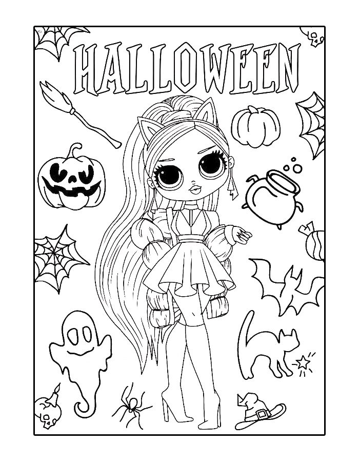 Halloween Rainbow High Coloring Page