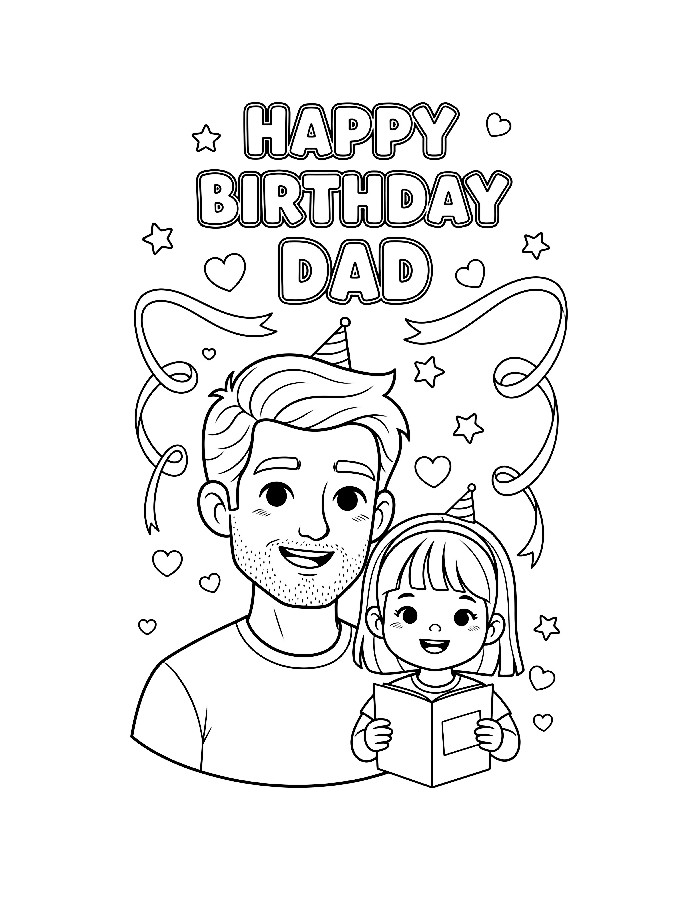 Happy Birthday Dad Coloring Page