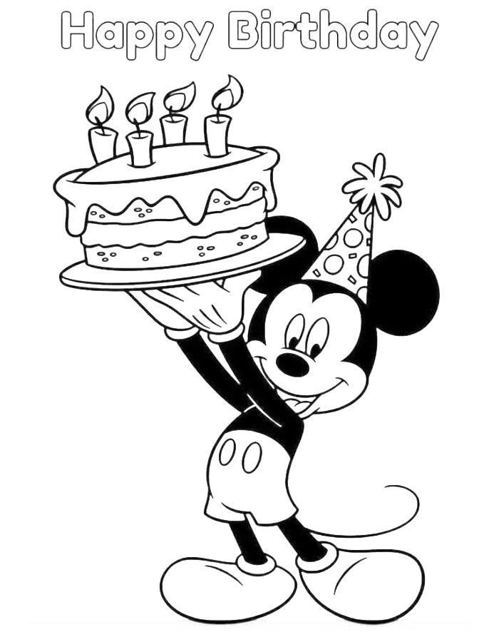 Happy Birthday Mickey Mouse Coloring Page