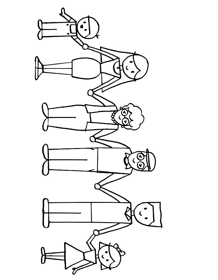 Happy Joint Family Drawing Coloring Page