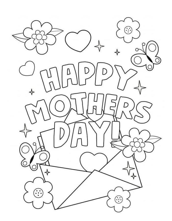 Happy Mothers Day Coloring Page