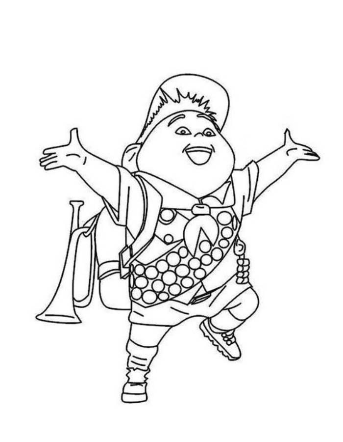 Happy Russell Disney Up Coloring Page