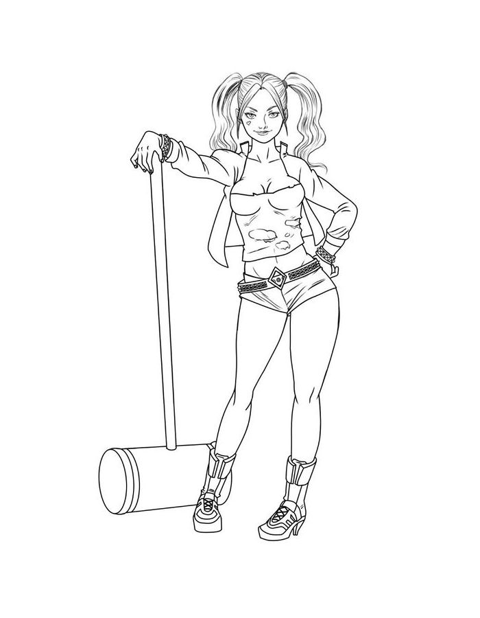 Harley Quinn Line Art Coloring Page