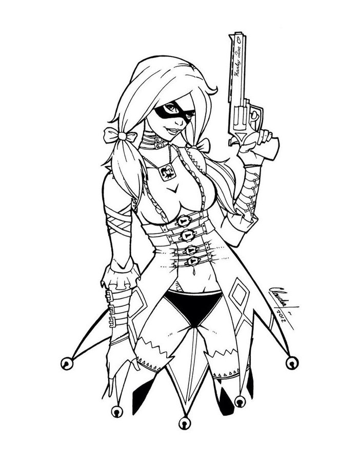 Harley Quinn Outline Coloring Page