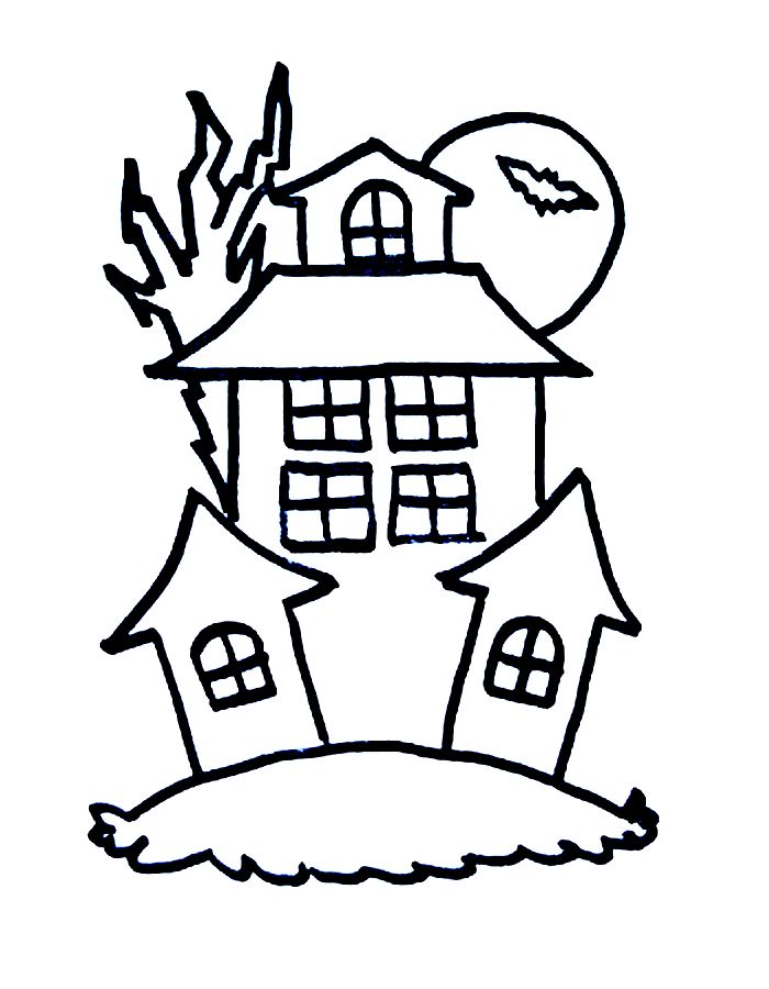 Haunted House Picture To Color Coloring Page