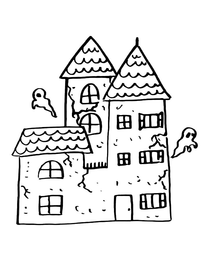 Haunted House Picture Coloring Page