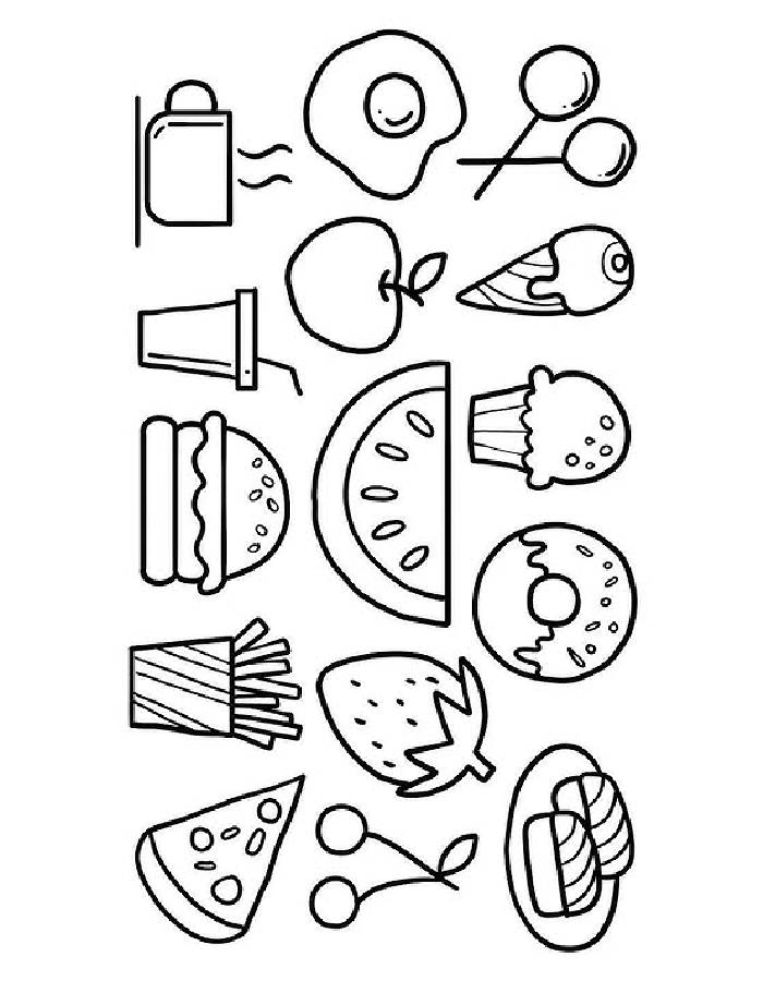 Healthy Food And Unhealthy Foods Coloring Page