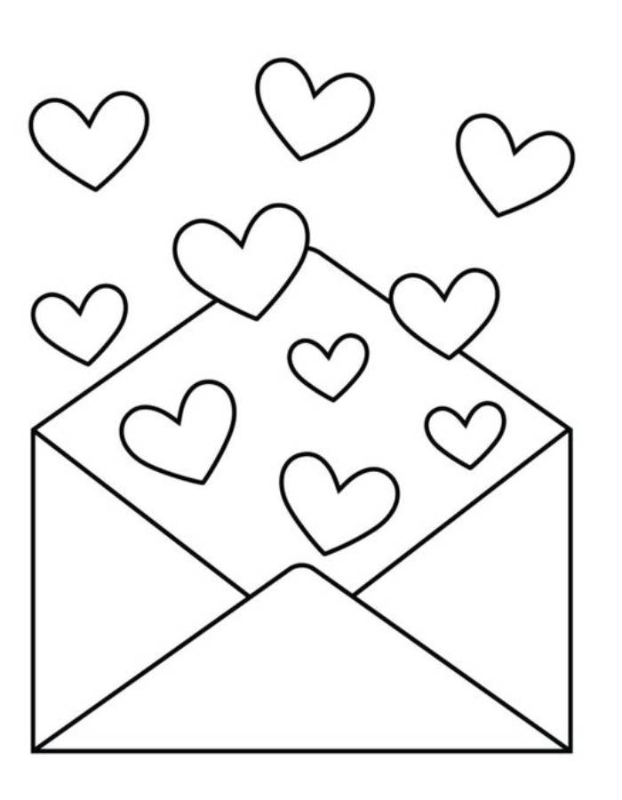 Heart Envelope Coloring Page