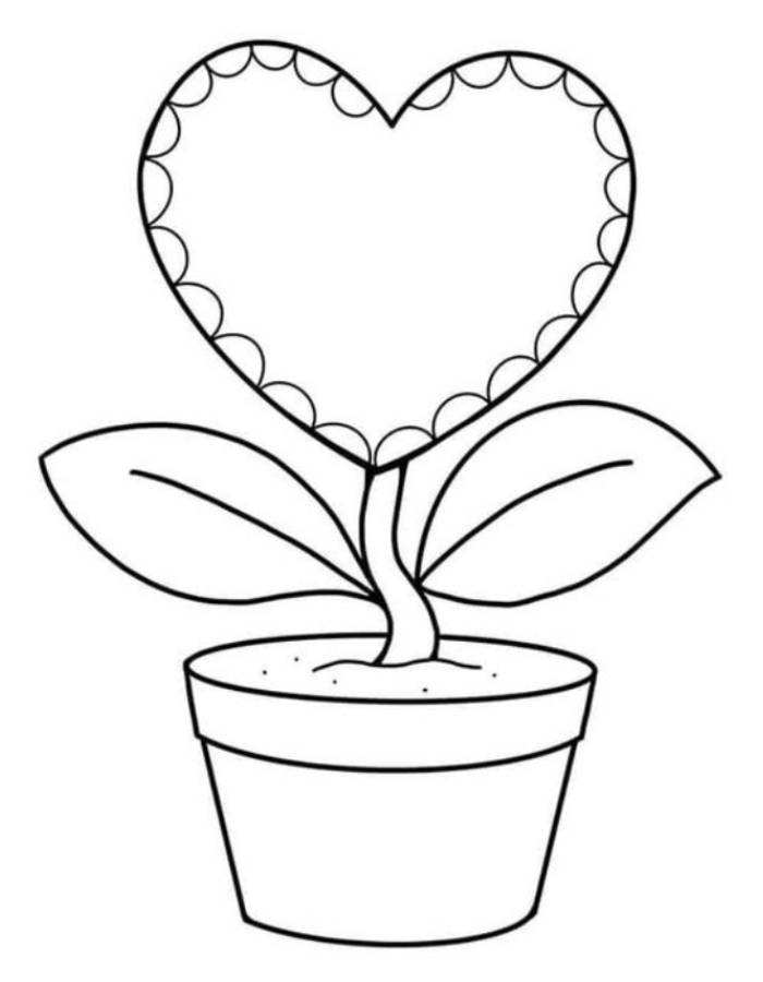 Heart Flower Coloring Page