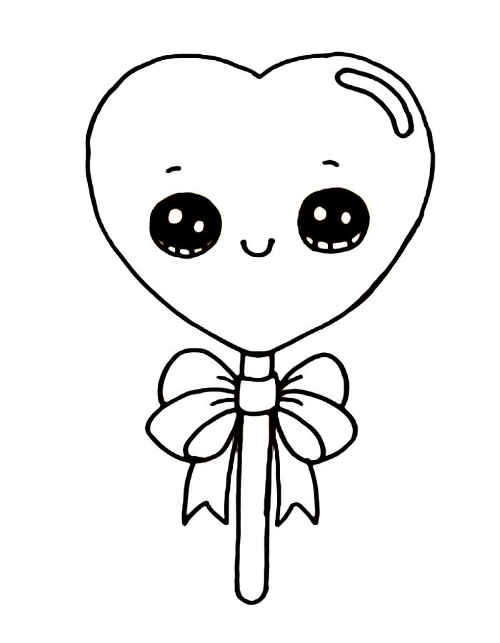 Heart Lollipop Cute And Easy Coloring Page