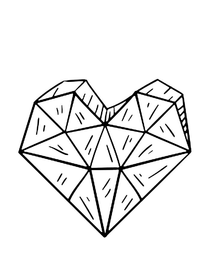 Heart Shaped Crystal Coloring Page