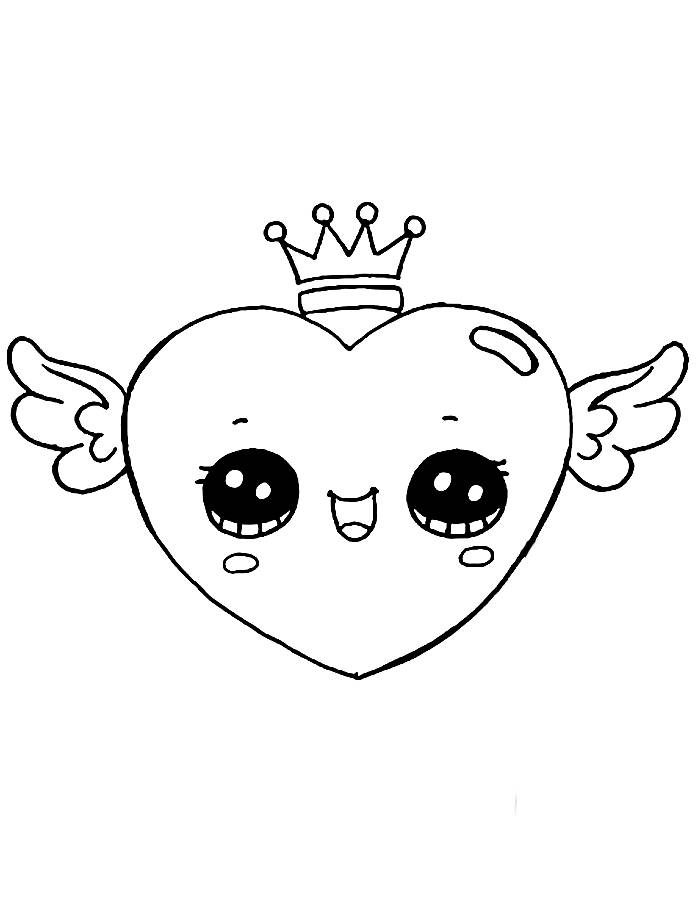 Heart With Wings Easy Coloring Page