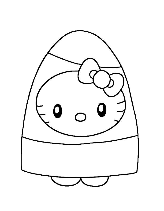 Hello Kitty As Candy Corn Coloring Page