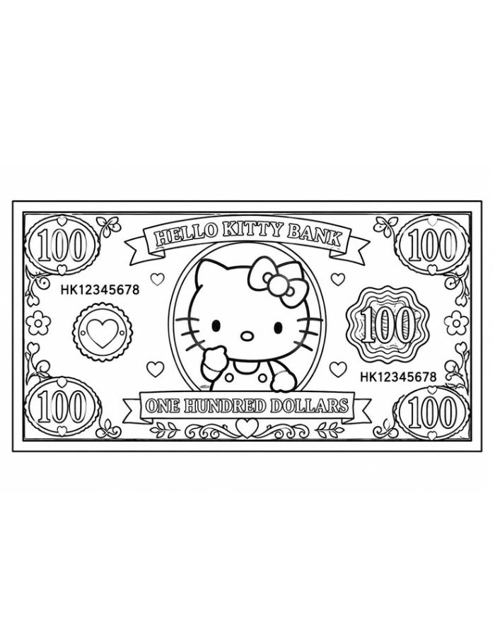 Hello Kitty Money Bank Coloring Page