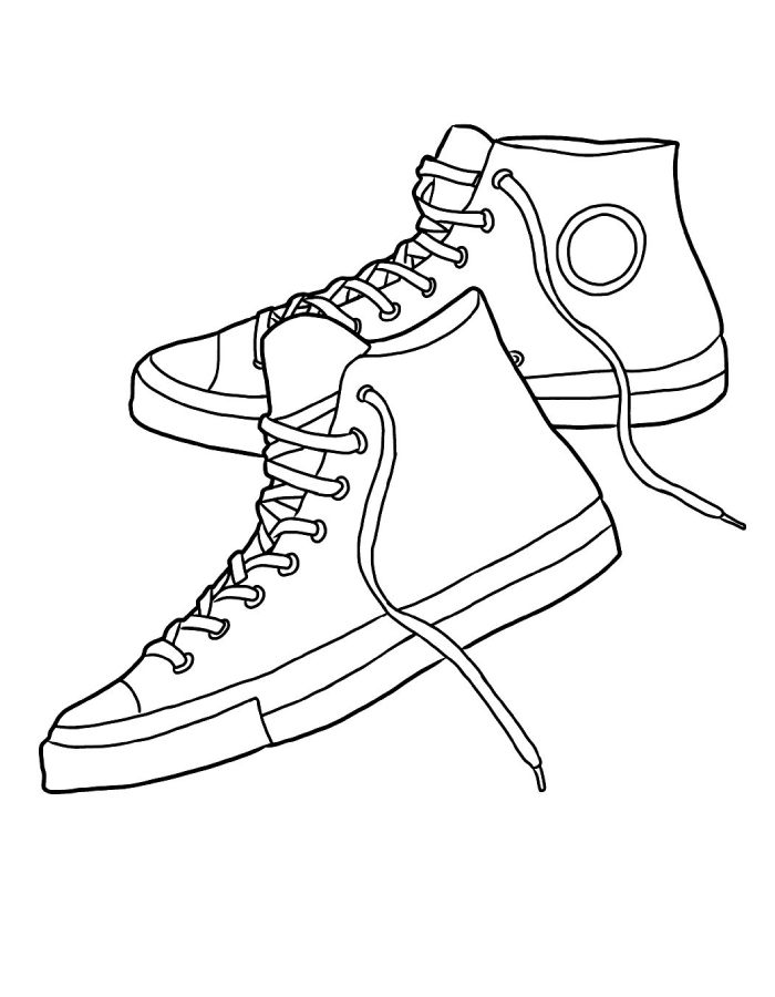High-top Sneakers With Laces And Rubber Soles Coloring Page