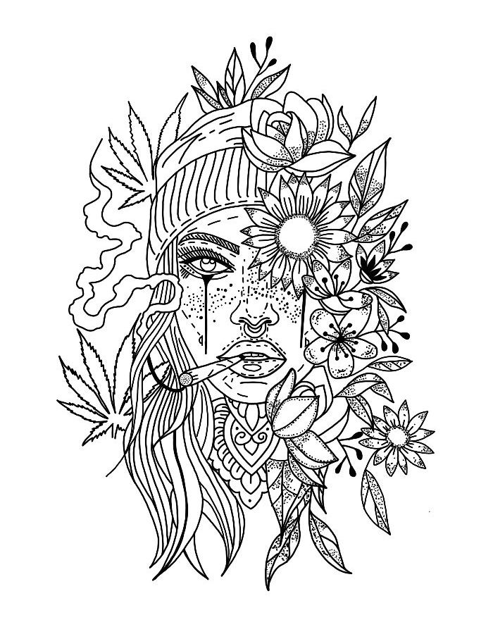 Hippie Adult Coloring Page